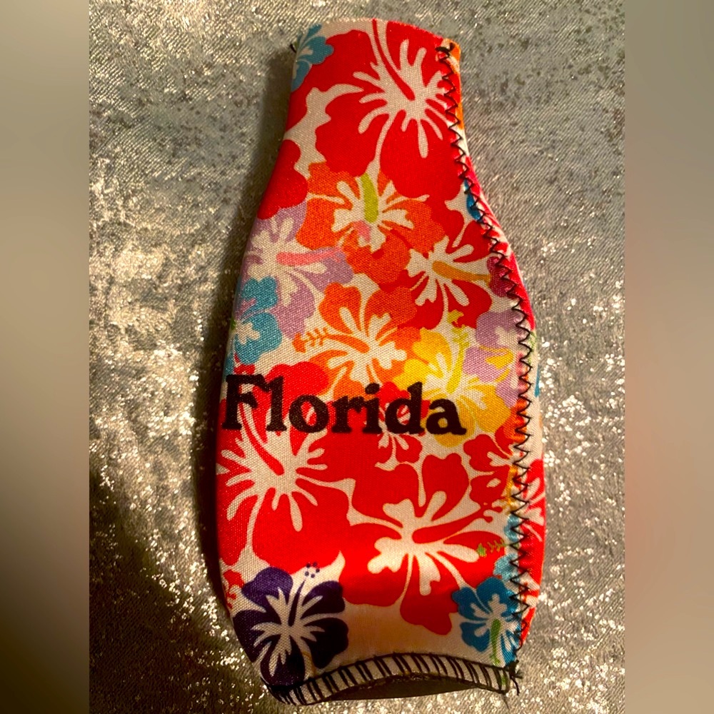 Florida koozie bottle suit holder cooler floral